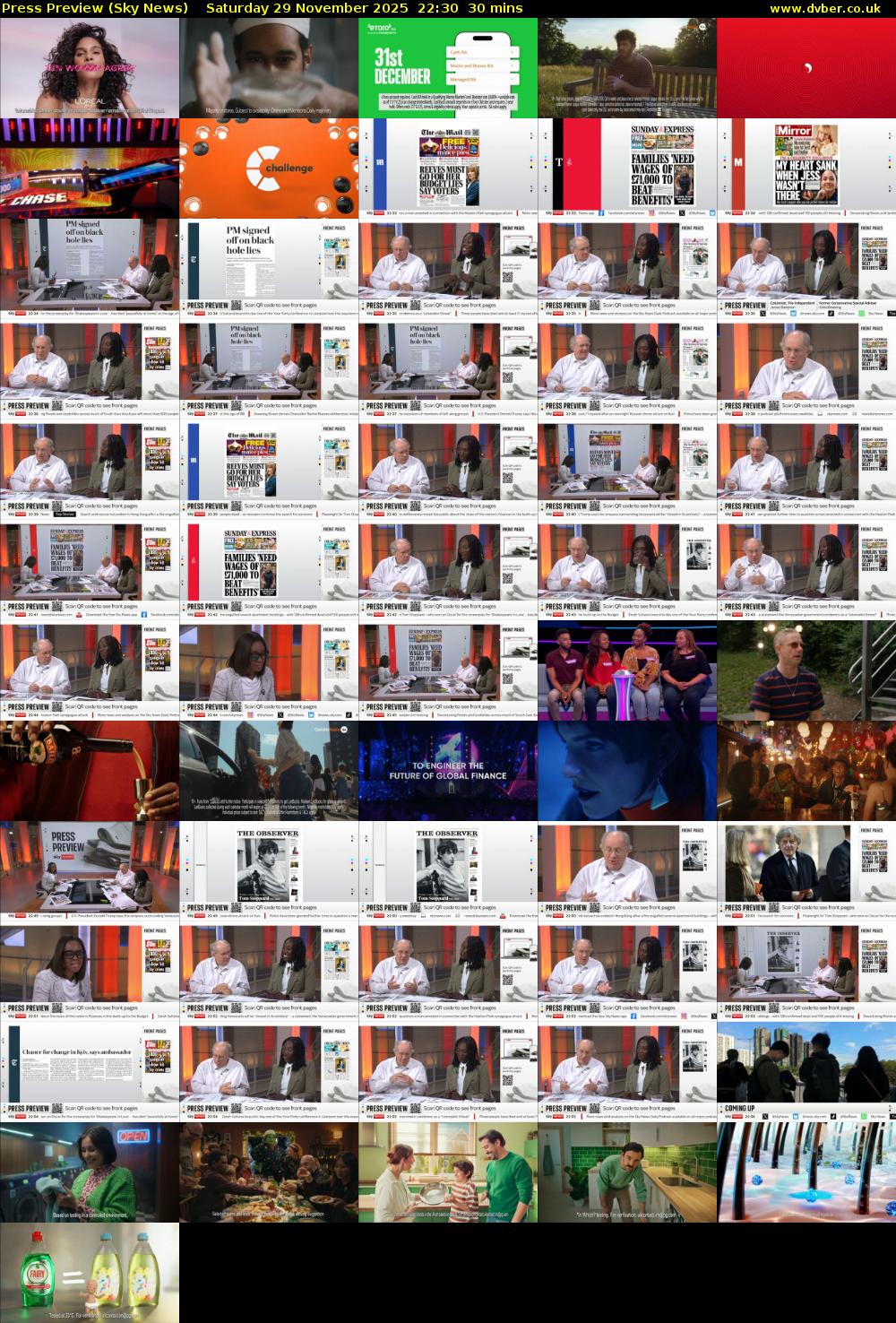 Press Preview (Sky News) Saturday 29 November 2025 22:30 - 23:00