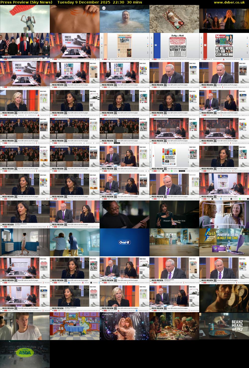 Press Preview (Sky News) Tuesday 9 December 2025 22:30 - 23:00