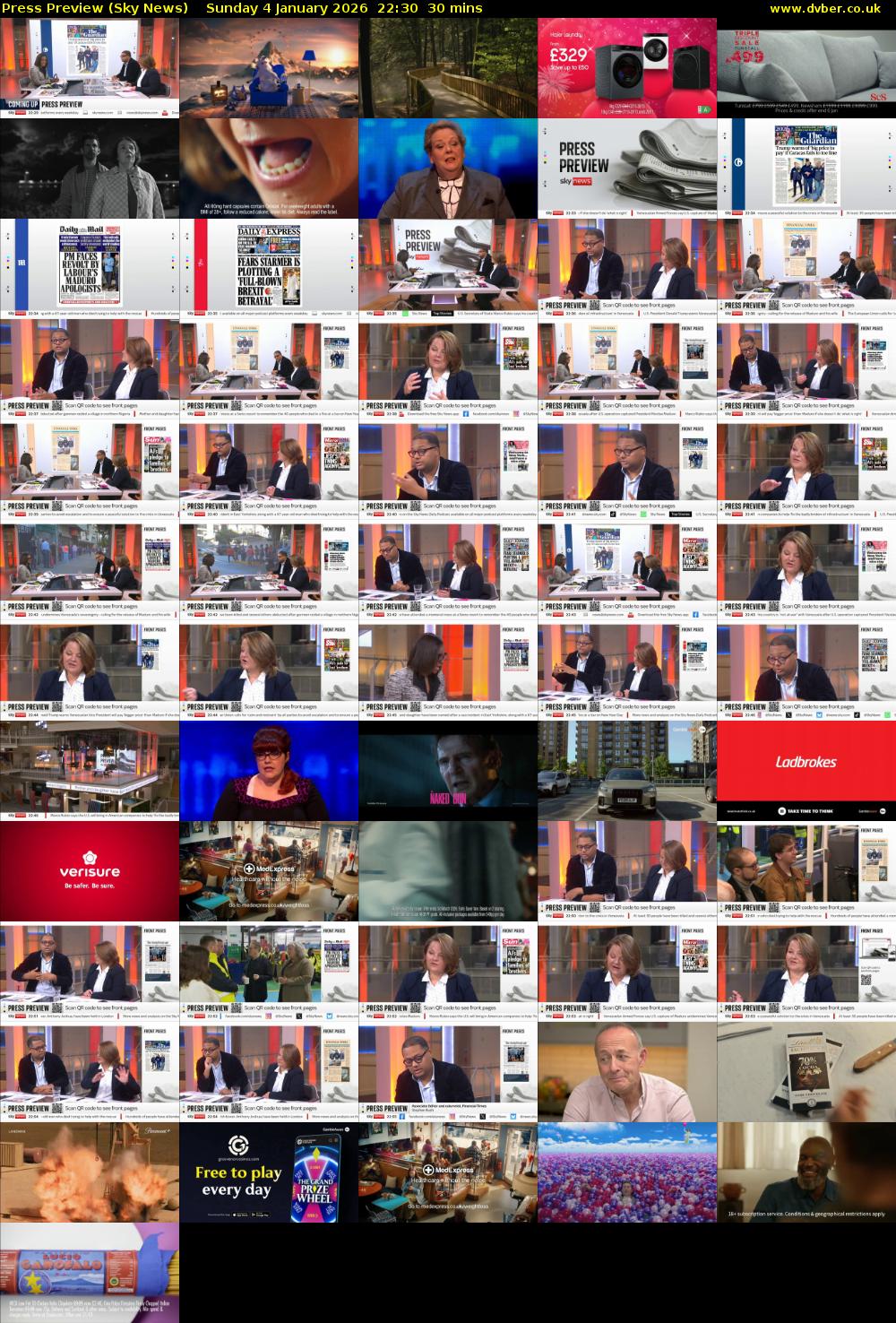 Press Preview (Sky News) Sunday 4 January 2026 22:30 - 23:00