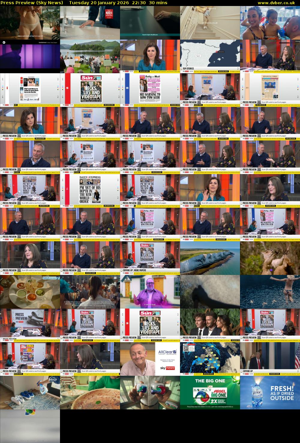 Press Preview (Sky News) Tuesday 20 January 2026 22:30 - 23:00