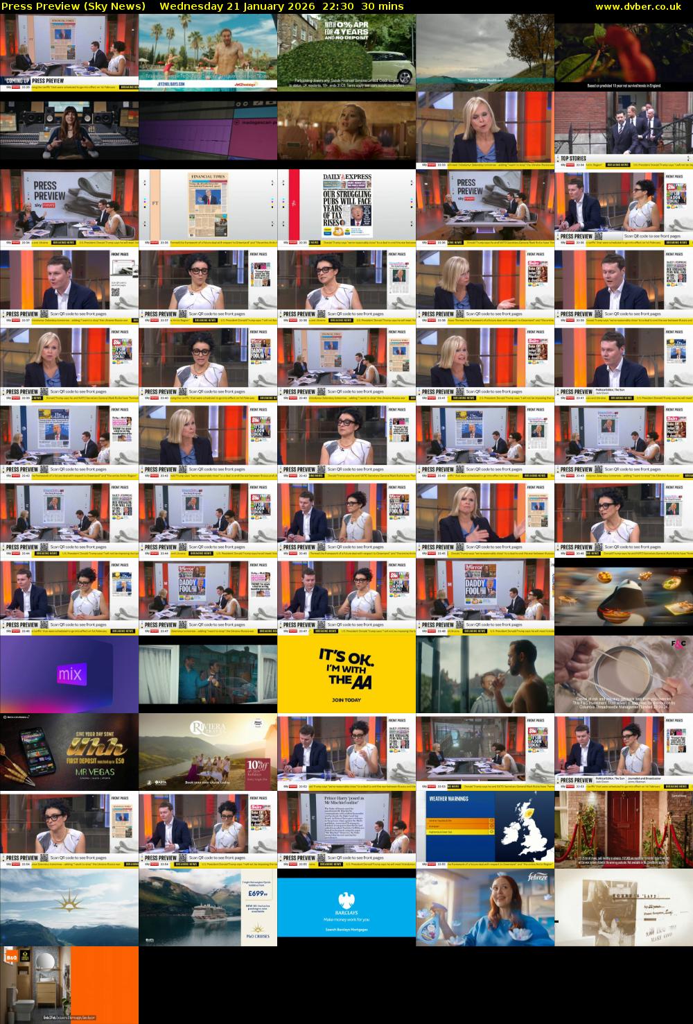 Press Preview (Sky News) Wednesday 21 January 2026 22:30 - 23:00
