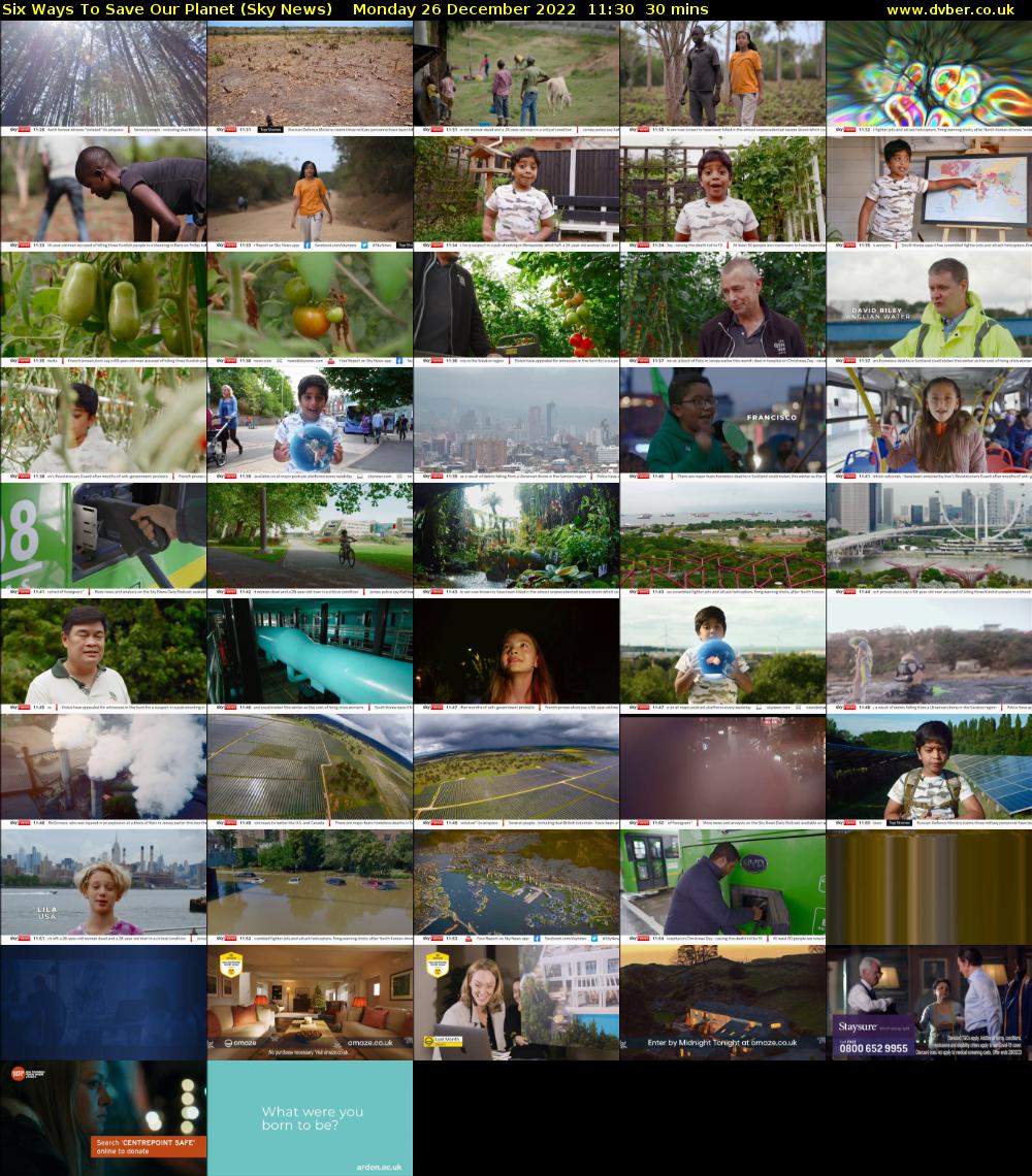 Six Ways To Save Our Planet (Sky News) Monday 26 December 2022 11:30 - 12:00