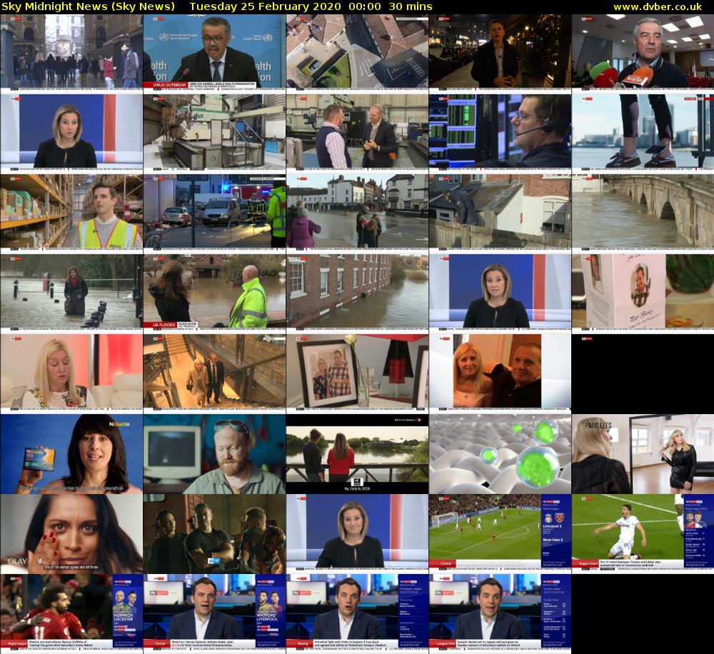 Sky Midnight News (Sky News) Tuesday 25 February 2020 00:00 - 00:30