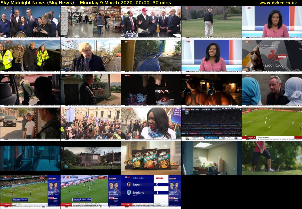 Sky Midnight News (Sky News) Monday 9 March 2020 00:00 - 00:30