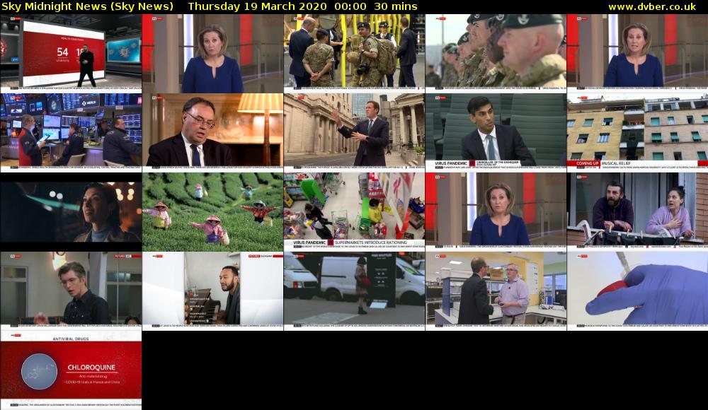 Sky Midnight News (Sky News) Thursday 19 March 2020 00:00 - 00:30