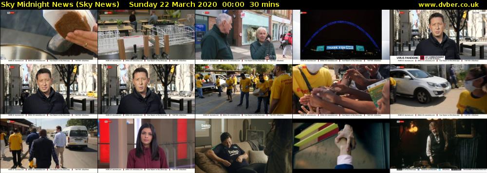 Sky Midnight News (Sky News) Sunday 22 March 2020 00:00 - 00:30