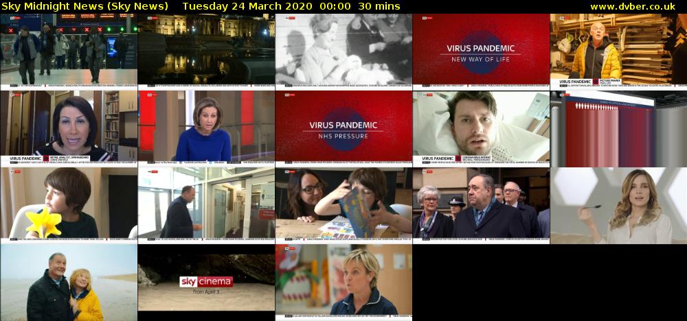 Sky Midnight News (Sky News) Tuesday 24 March 2020 00:00 - 00:30