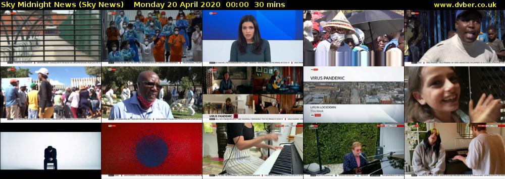 Sky Midnight News (Sky News) Monday 20 April 2020 00:00 - 00:30