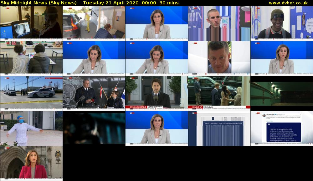 Sky Midnight News (Sky News) Tuesday 21 April 2020 00:00 - 00:30