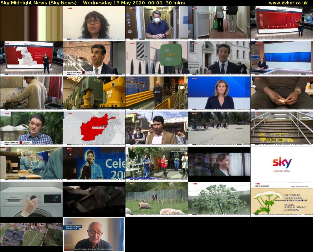 Sky Midnight News (Sky News) Wednesday 13 May 2020 00:00 - 00:30