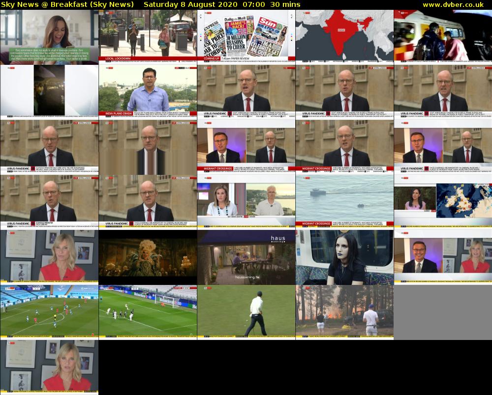 Sky News @ Breakfast (Sky News) Saturday 8 August 2020 07:00 - 07:30