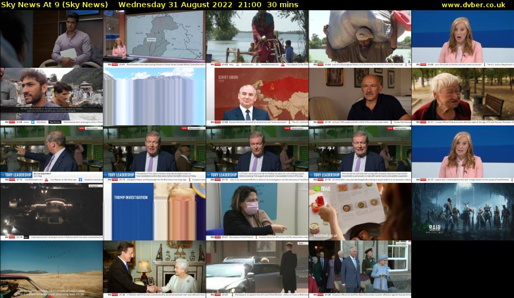 Sky News At 9 (Sky News) Wednesday 31 August 2022 21:00 - 21:30
