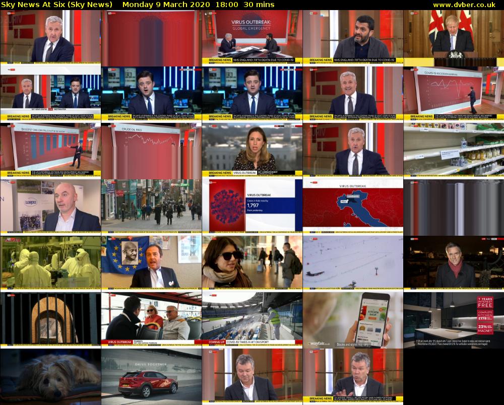 Sky News At Six (Sky News) Monday 9 March 2020 18:00 - 18:30