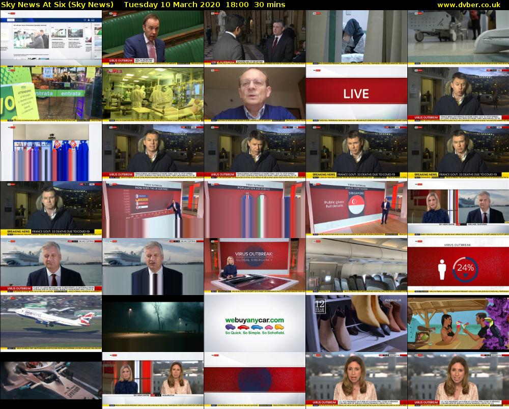 Sky News At Six (Sky News) Tuesday 10 March 2020 18:00 - 18:30