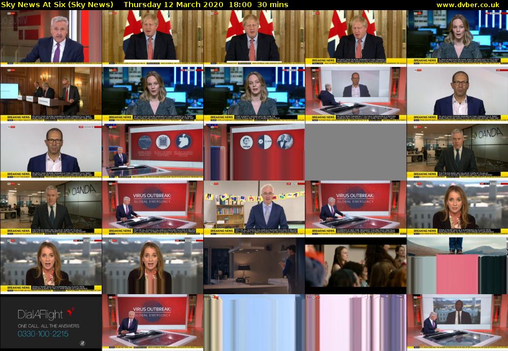 Sky News At Six (Sky News) Thursday 12 March 2020 18:00 - 18:30