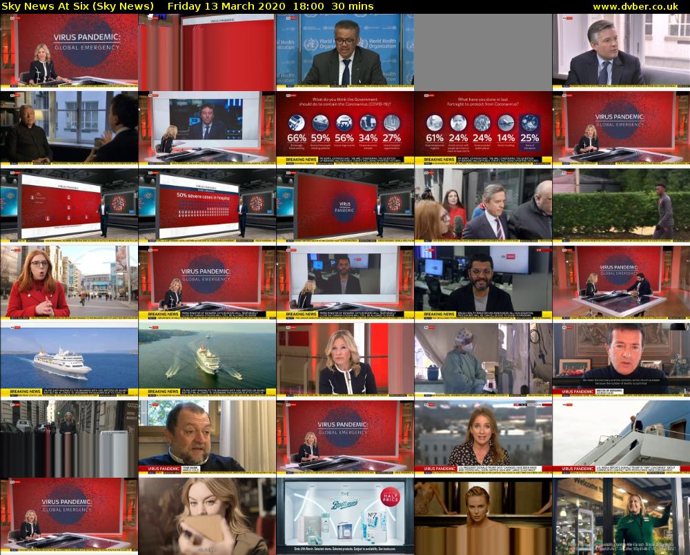 Sky News At Six (Sky News) Friday 13 March 2020 18:00 - 18:30
