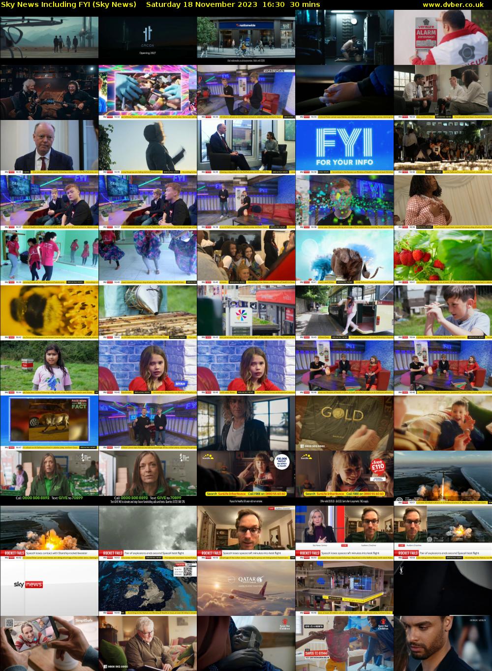 Sky News Including FYI (Sky News) Saturday 18 November 2023 16:30 - 17:00