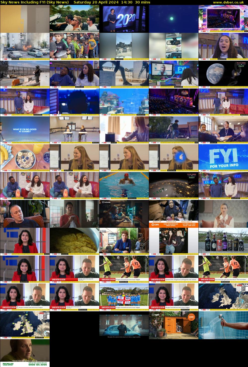 Sky News Including FYI (Sky News) Saturday 20 April 2024 14:30 - 15:00