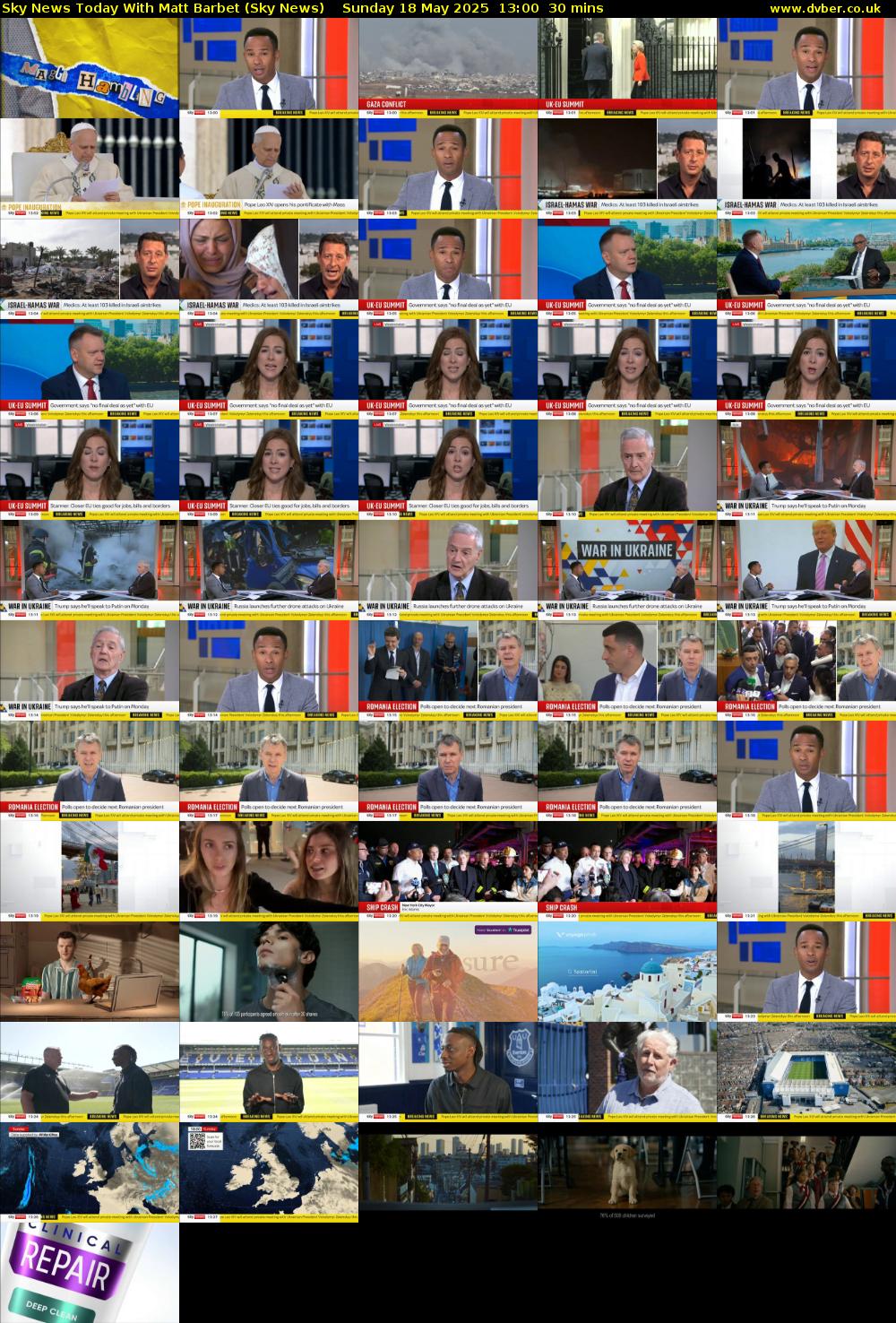 Sky News Today With Matt Barbet (Sky News) Sunday 18 May 2025 13:00 - 13:30
