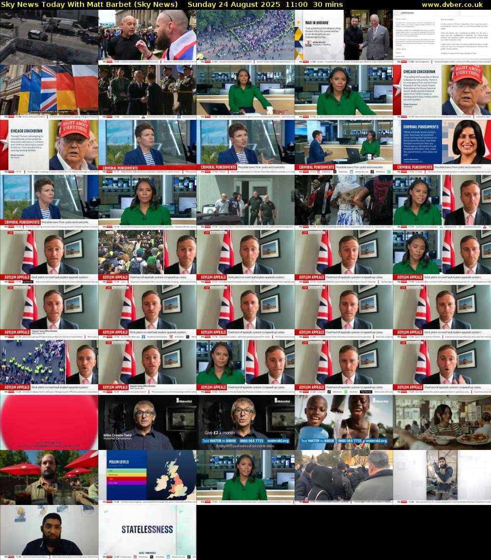 Sky News Today With Matt Barbet (Sky News) Sunday 24 August 2025 11:00 - 11:30