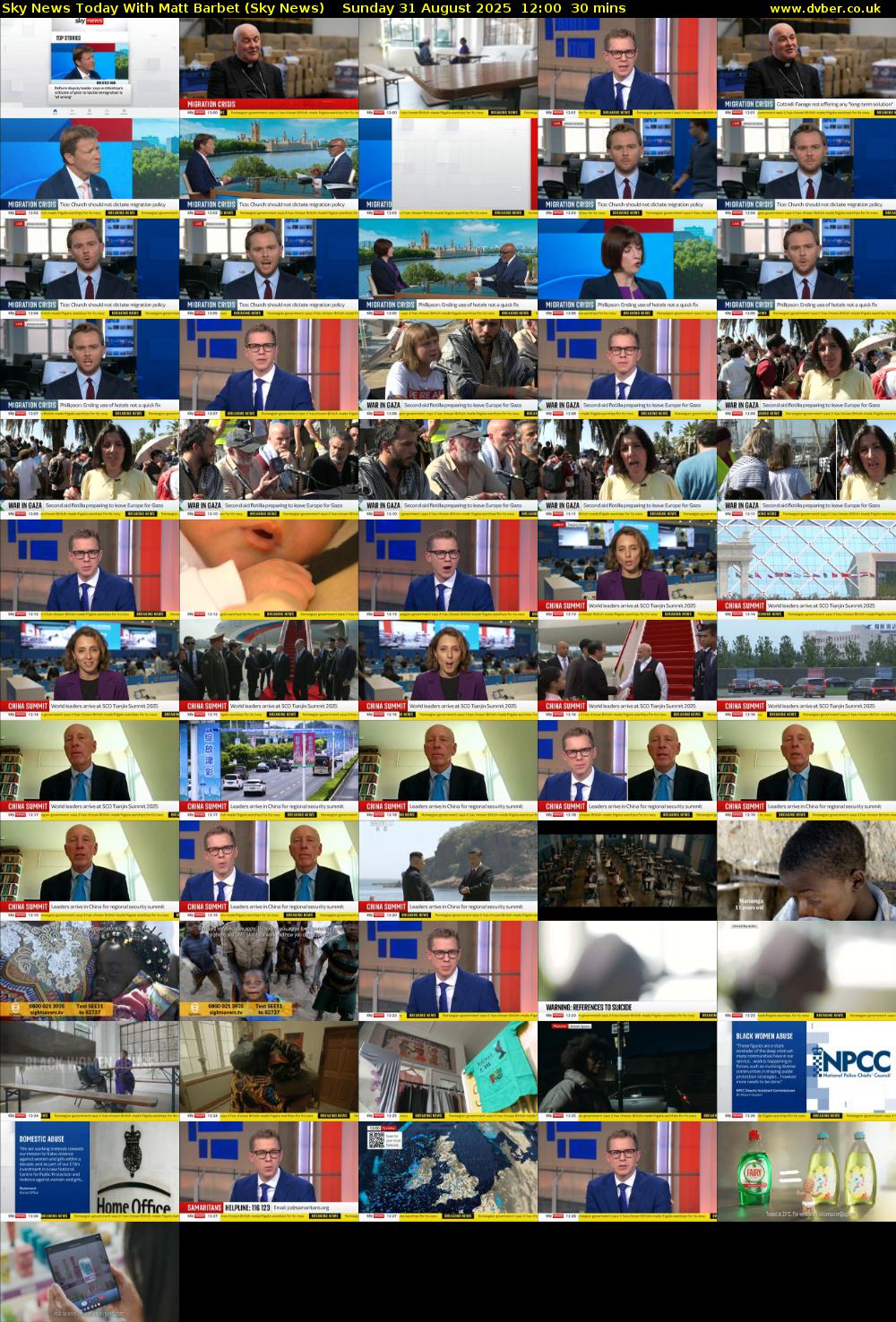 Sky News Today With Matt Barbet (Sky News) Sunday 31 August 2025 12:00 - 12:30