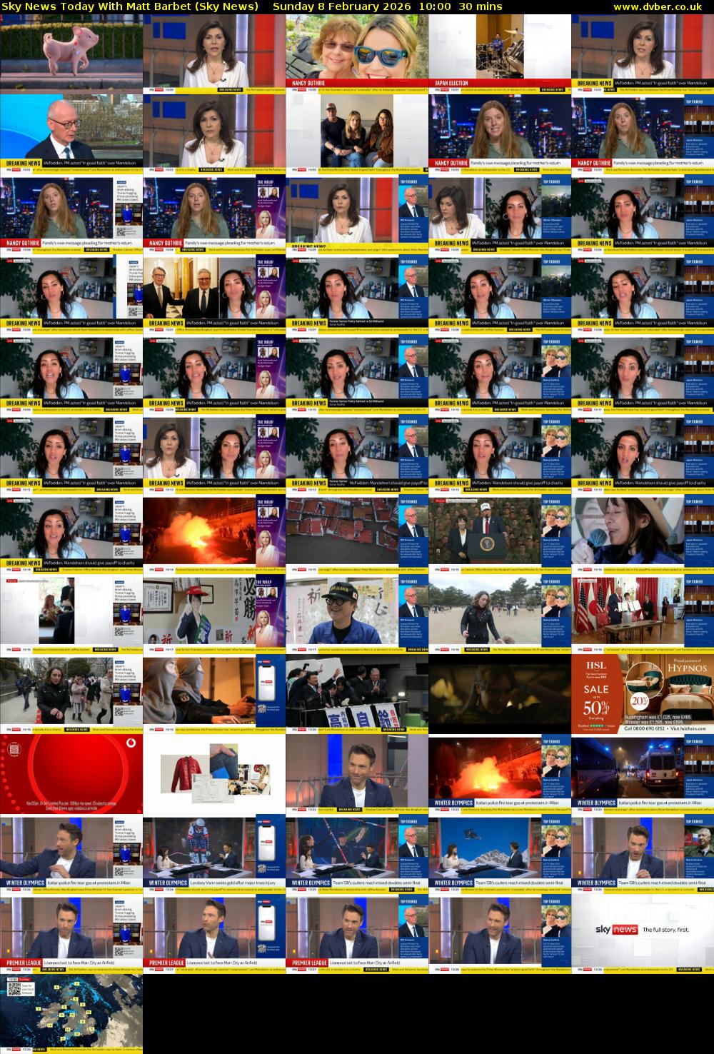 Sky News Today With Matt Barbet (Sky News) Sunday 8 February 2026 10:00 - 10:30