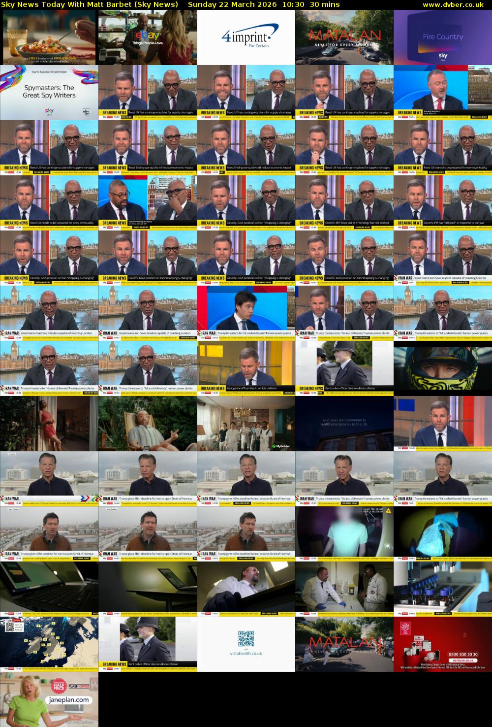 Sky News Today With Matt Barbet (Sky News) Sunday 22 March 2026 10:30 - 11:00