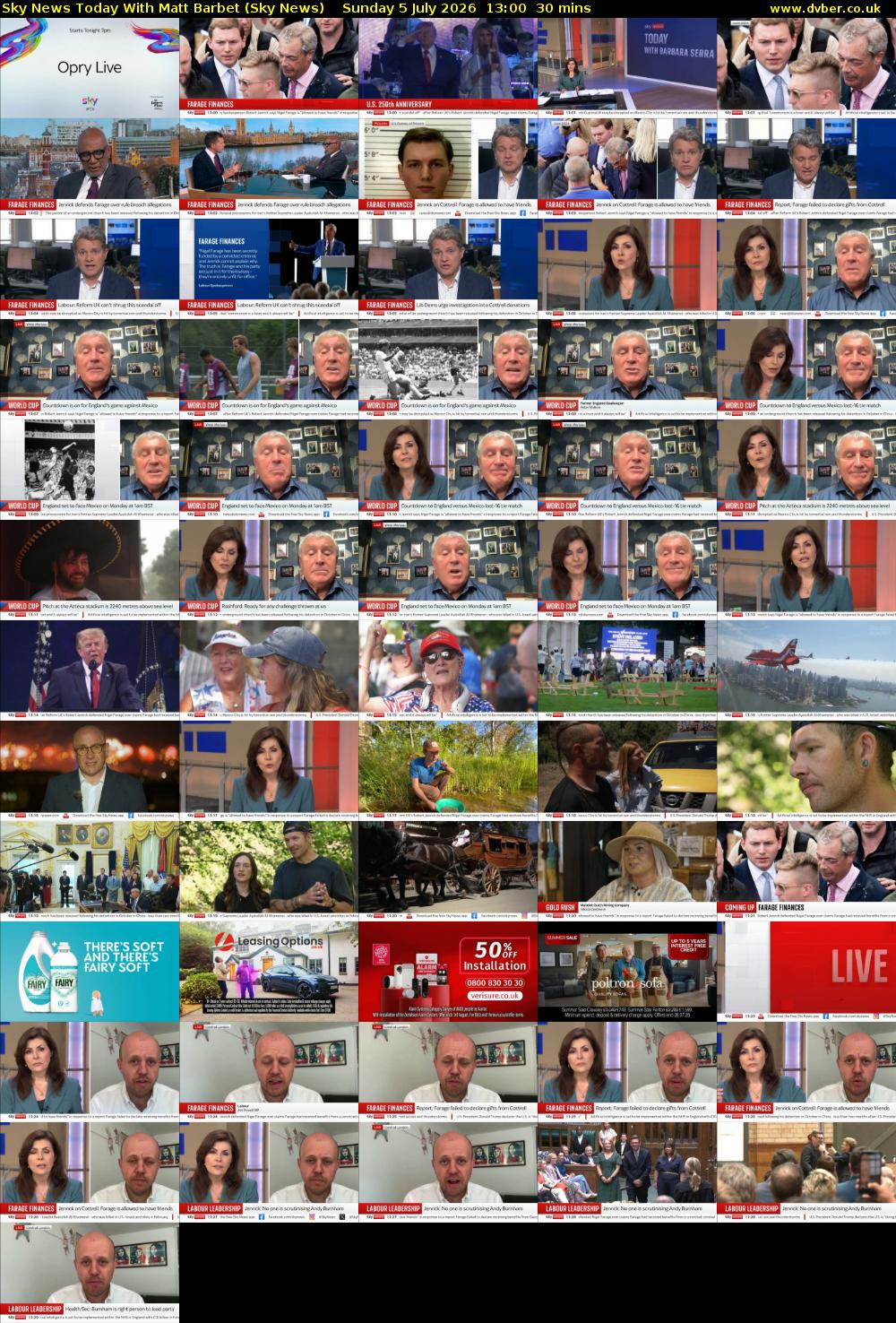Sky News Today With Matt Barbet (Sky News) Sunday 5 July 2026 13:00 - 13:30
