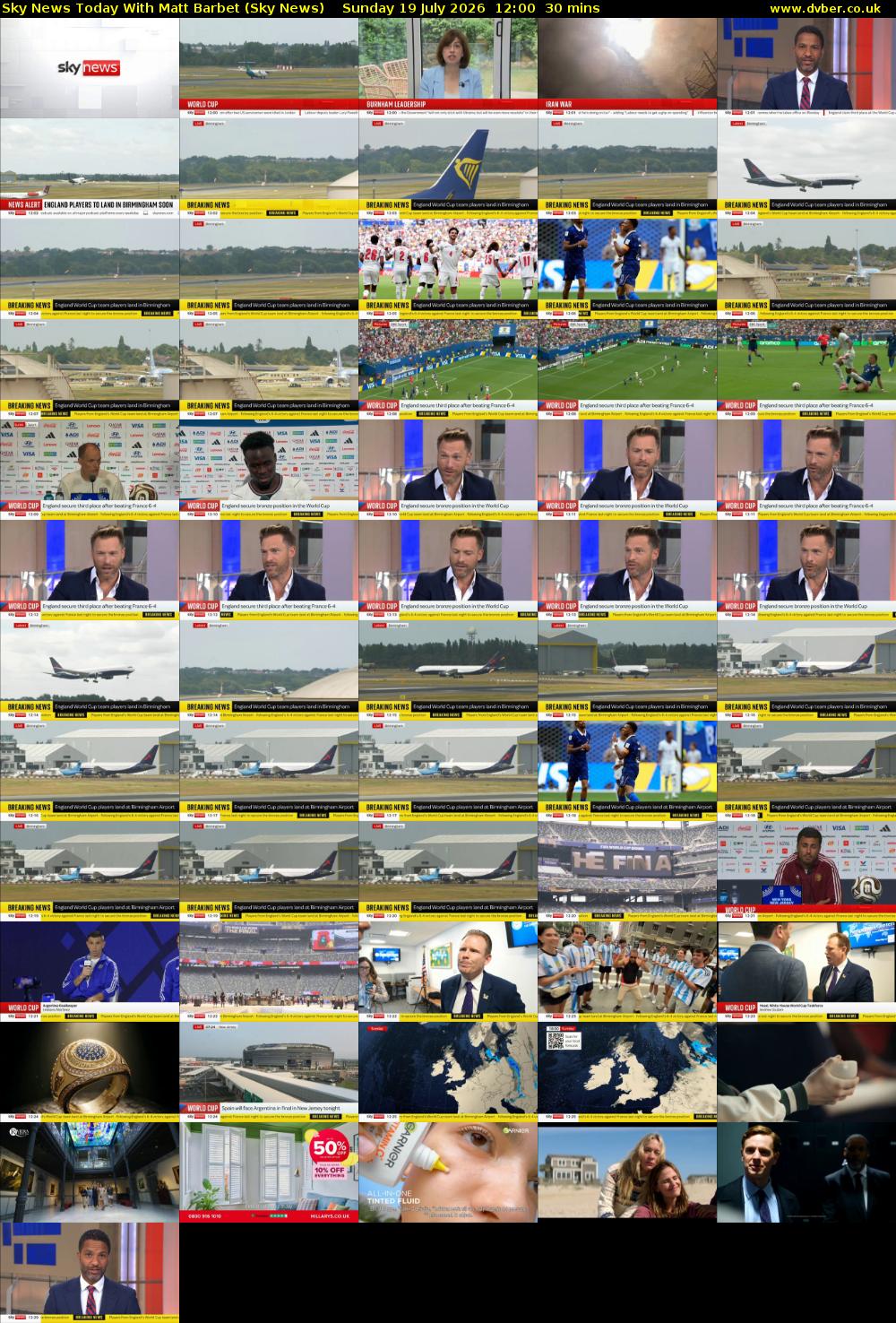Sky News Today With Matt Barbet (Sky News) Sunday 19 July 2026 12:00 - 12:30