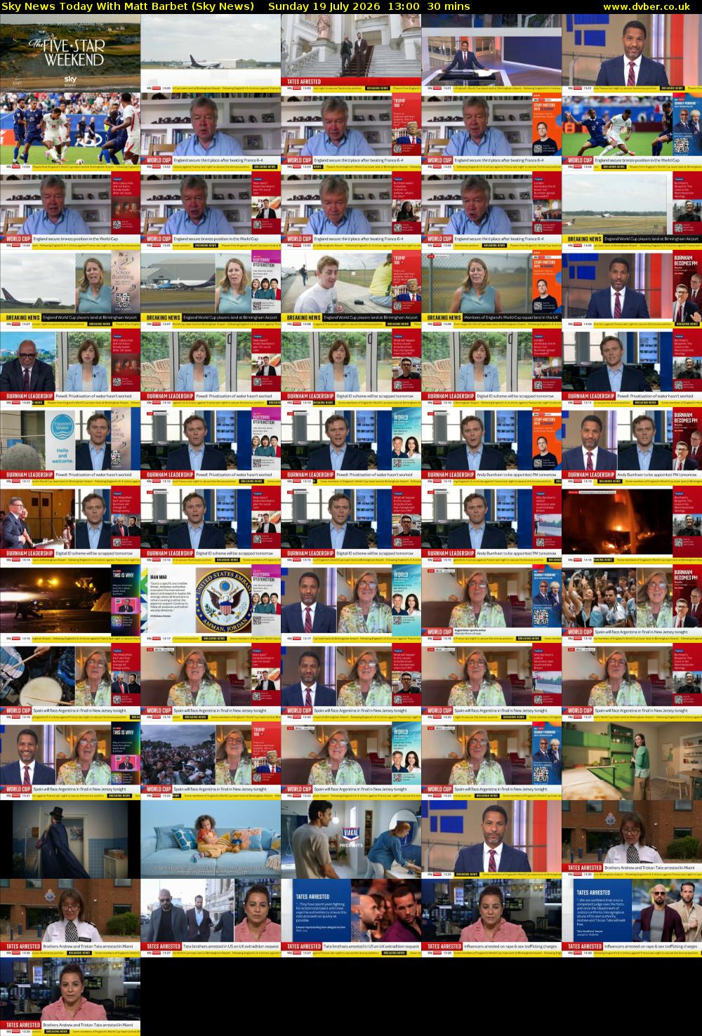 Sky News Today With Matt Barbet (Sky News) Sunday 19 July 2026 13:00 - 13:30