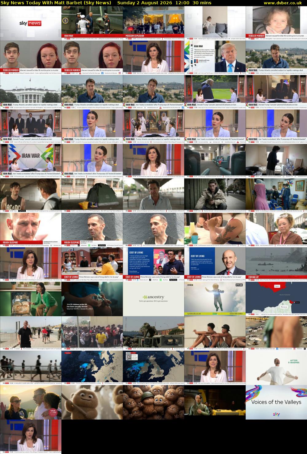 Sky News Today With Matt Barbet (Sky News) Sunday 2 August 2026 12:00 - 12:30