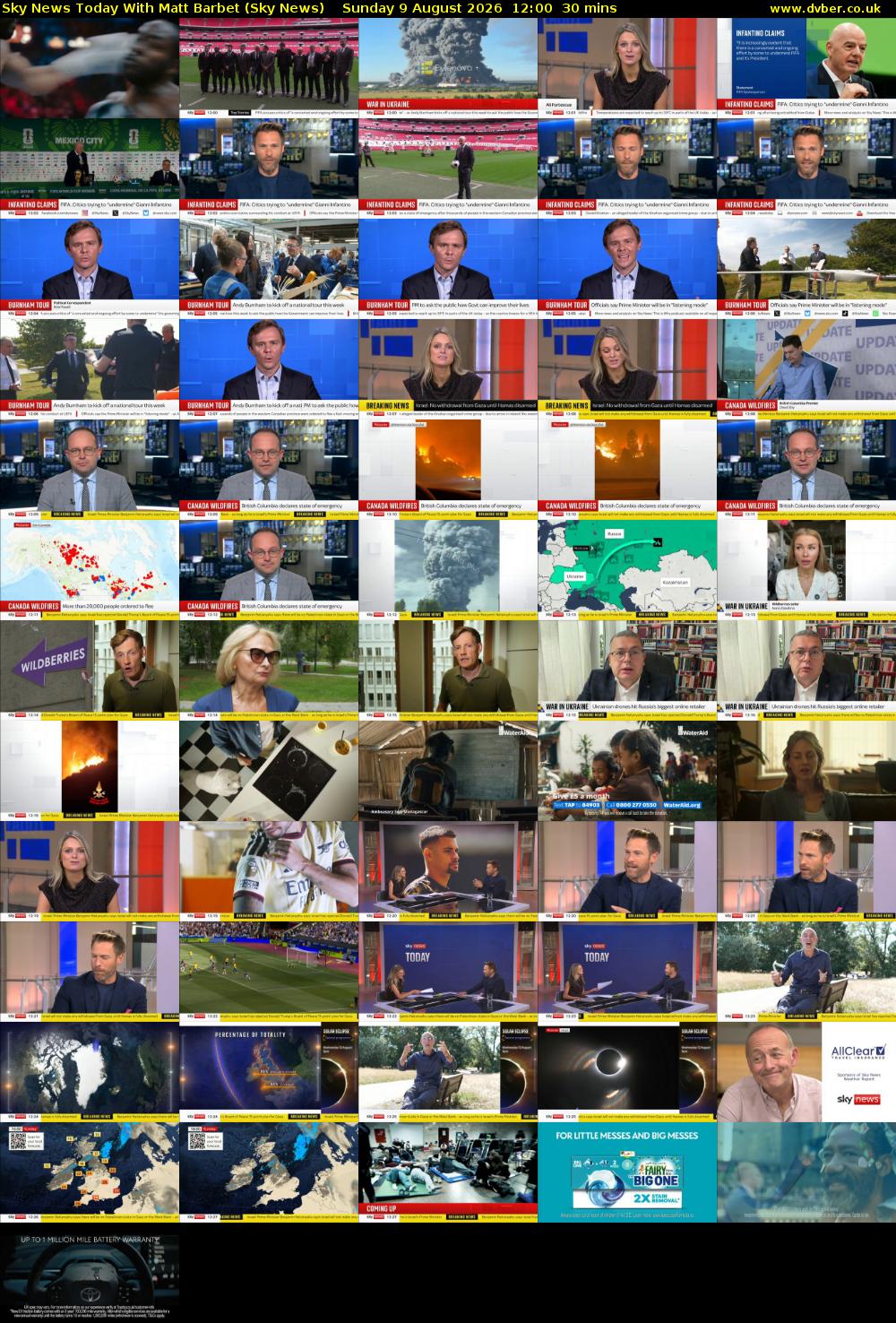 Sky News Today With Matt Barbet (Sky News) Sunday 9 August 2026 12:00 - 12:30