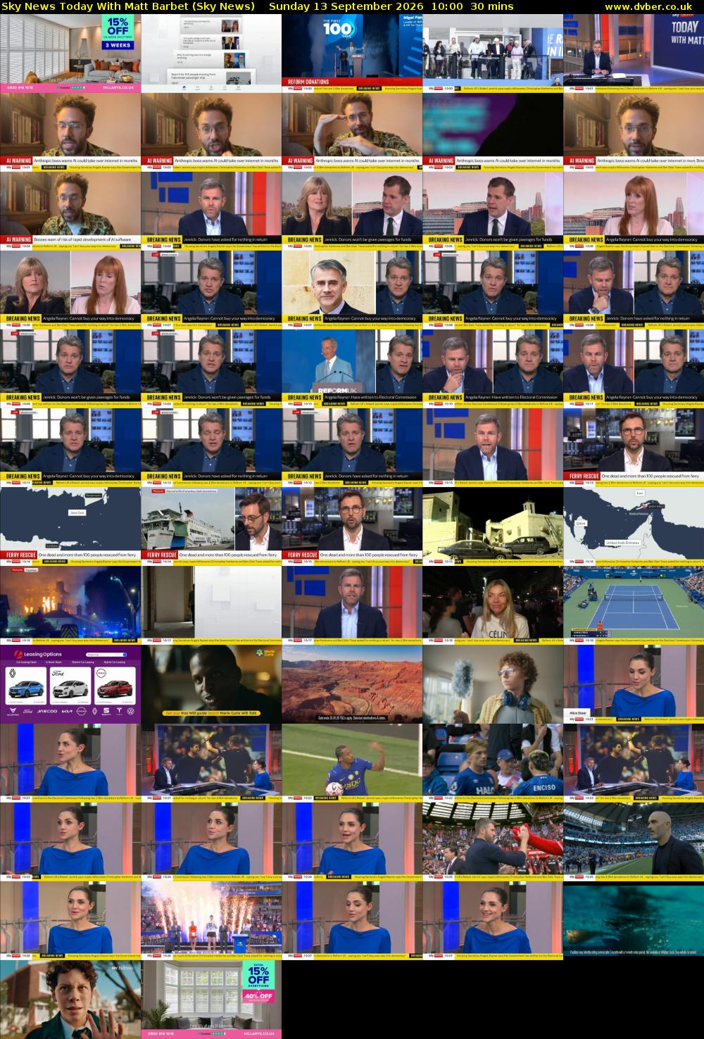 Sky News Today With Matt Barbet (Sky News) Sunday 13 September 2026 10:00 - 10:30