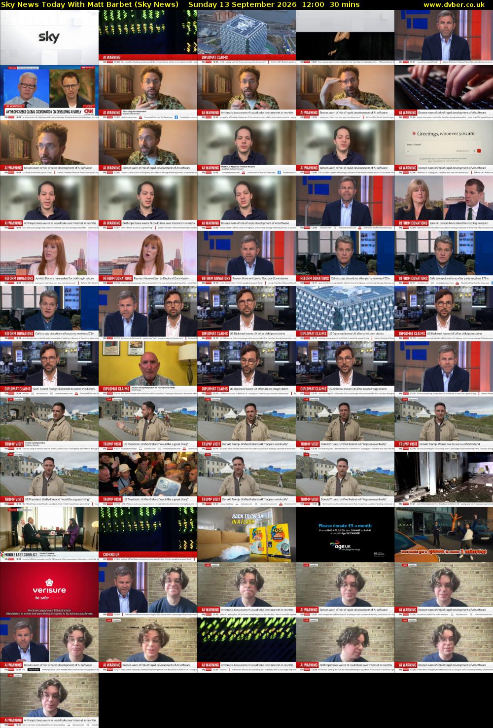 Sky News Today With Matt Barbet (Sky News) Sunday 13 September 2026 12:00 - 12:30