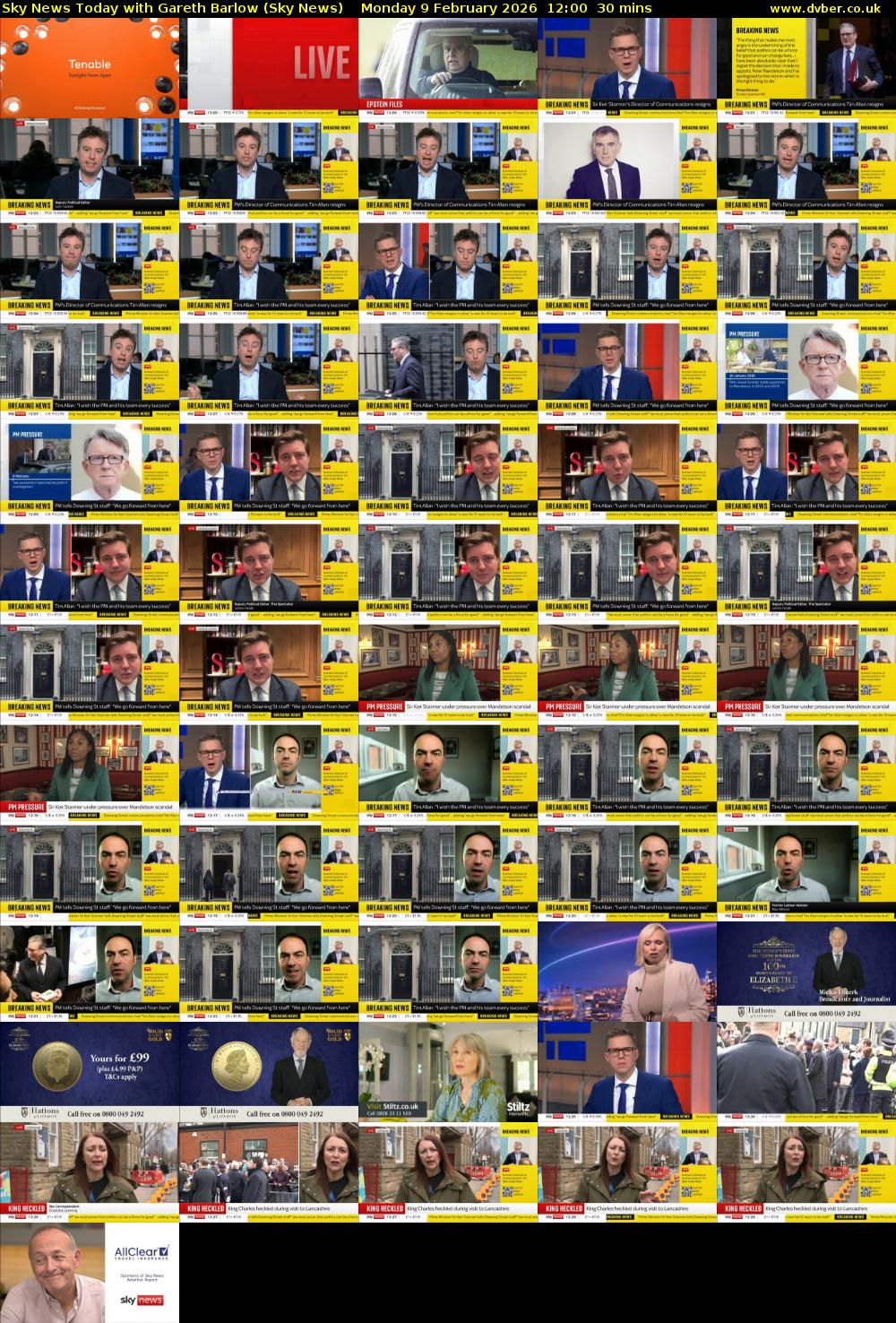 Sky News Today with Gareth Barlow (Sky News) Monday 9 February 2026 12:00 - 12:30