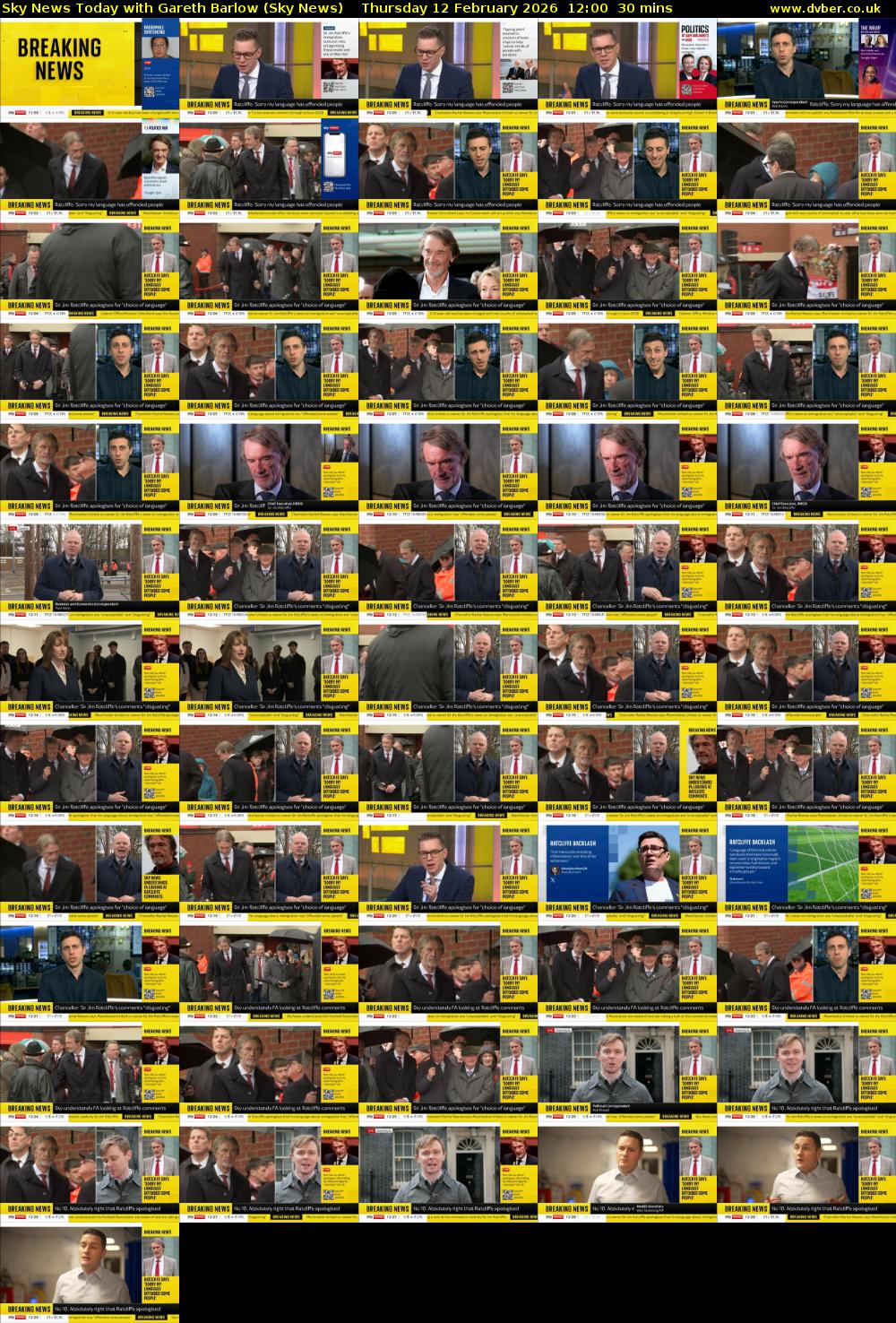 Sky News Today with Gareth Barlow (Sky News) Thursday 12 February 2026 12:00 - 12:30