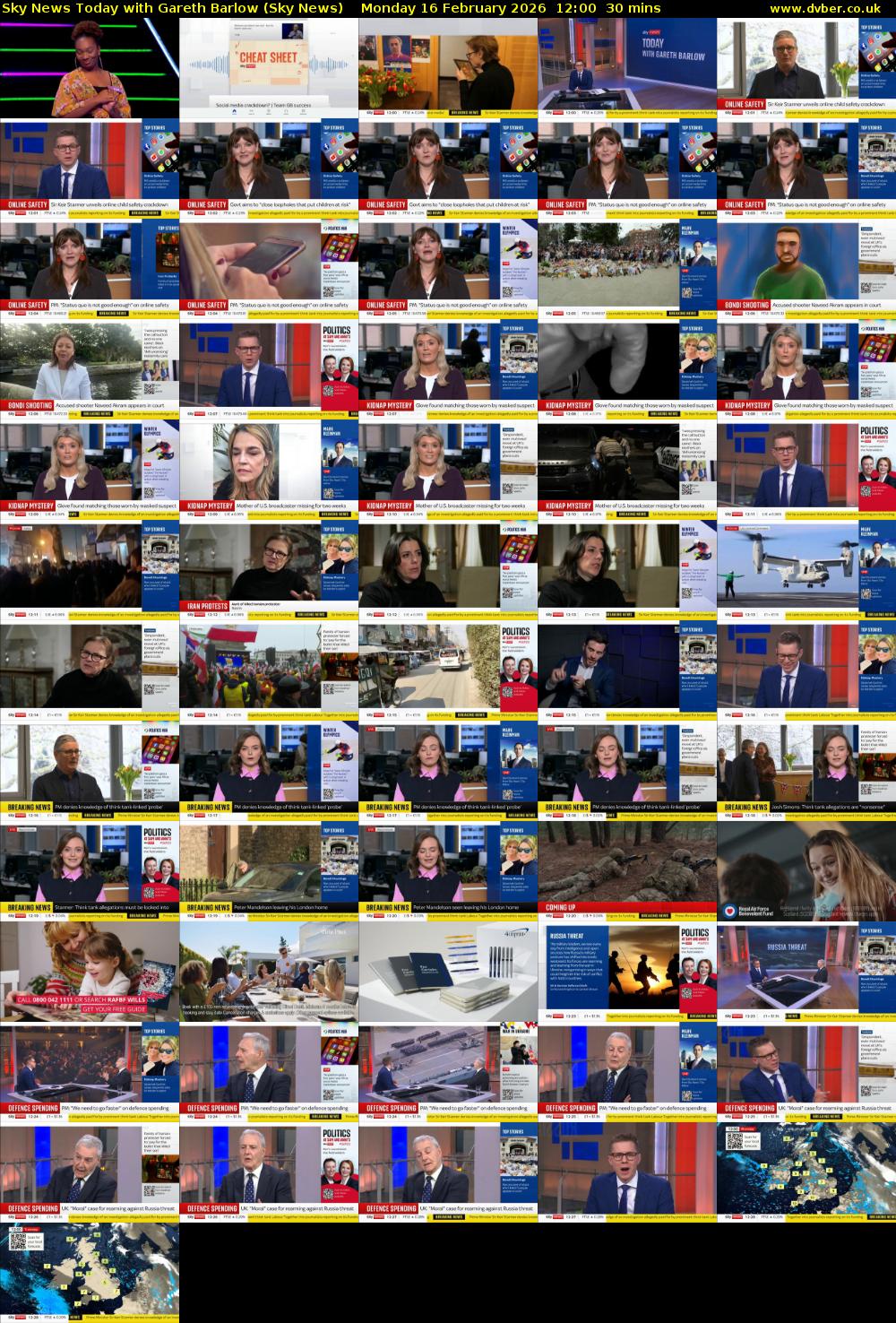 Sky News Today with Gareth Barlow (Sky News) Monday 16 February 2026 12:00 - 12:30