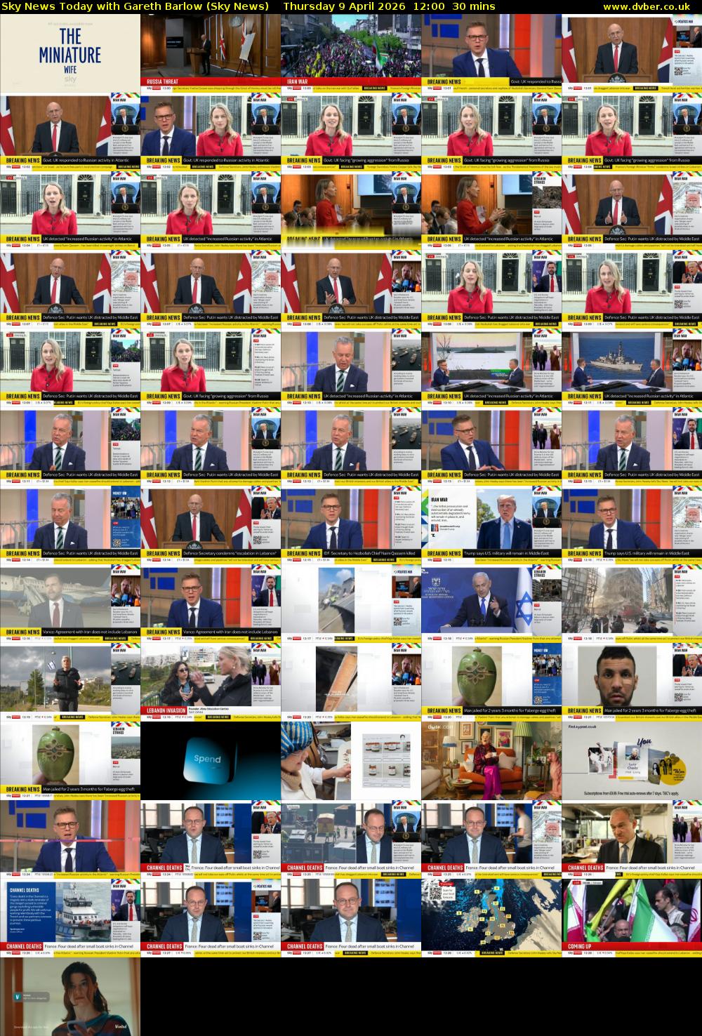 Sky News Today with Gareth Barlow (Sky News) Thursday 9 April 2026 12:00 - 12:30