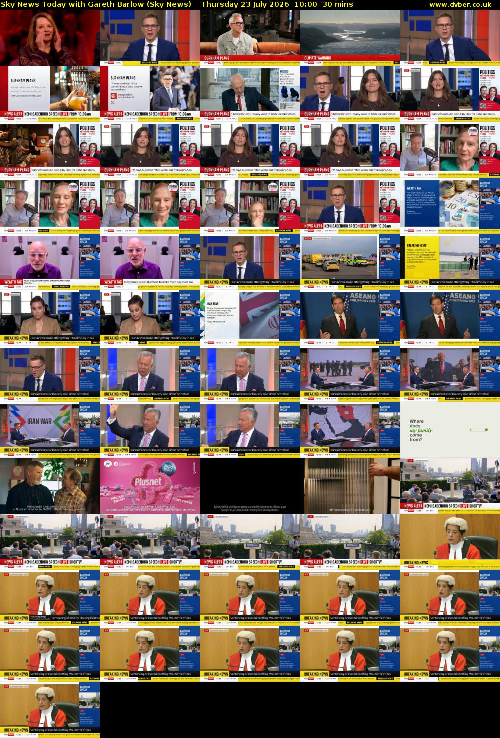 Sky News Today with Gareth Barlow (Sky News) Thursday 23 July 2026 10:00 - 10:30