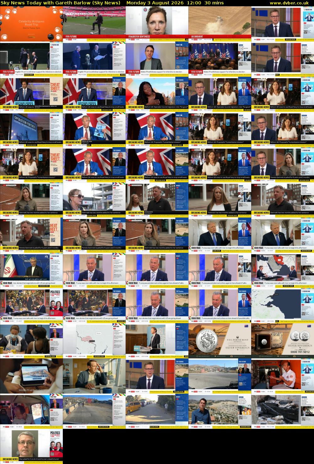Sky News Today with Gareth Barlow (Sky News) Monday 3 August 2026 12:00 - 12:30