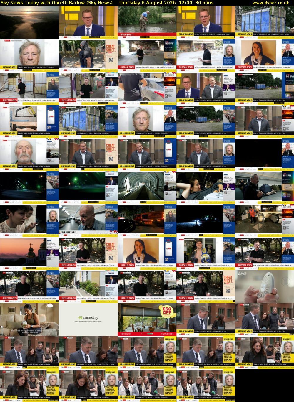 Sky News Today with Gareth Barlow (Sky News) Thursday 6 August 2026 12:00 - 12:30