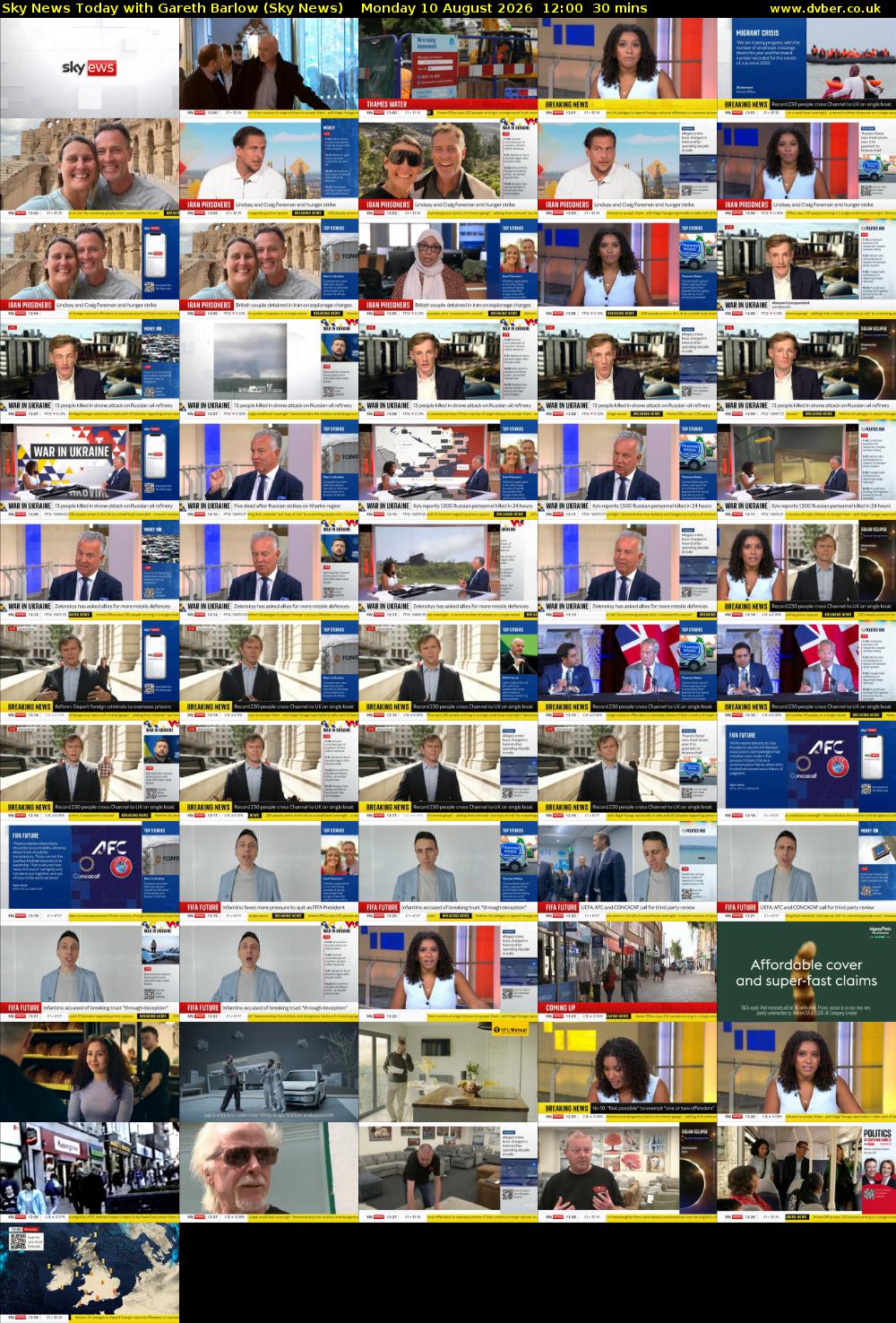 Sky News Today with Gareth Barlow (Sky News) Monday 10 August 2026 12:00 - 12:30