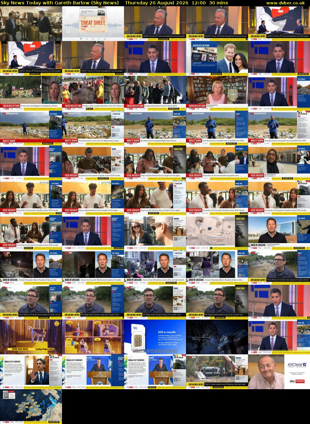 Sky News Today with Gareth Barlow (Sky News) Thursday 20 August 2026 12:00 - 12:30