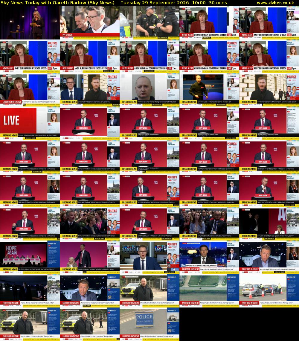 Sky News Today with Gareth Barlow (Sky News) Tuesday 29 September 2026 10:00 - 10:30