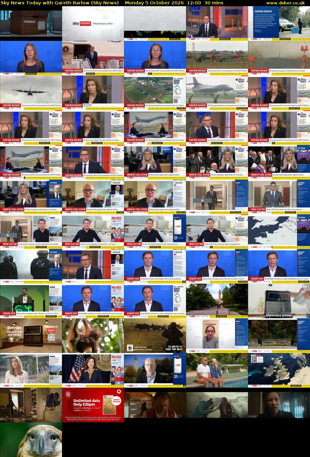 Sky News Today with Gareth Barlow (Sky News) Monday 5 October 2026 12:00 - 12:30