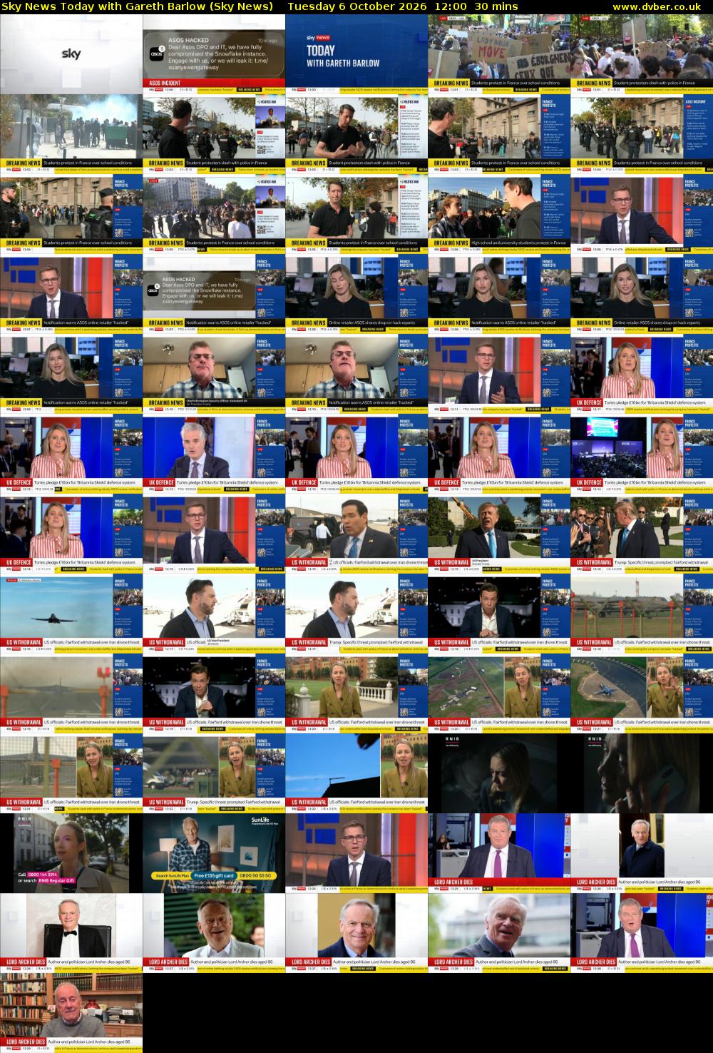 Sky News Today with Gareth Barlow (Sky News) Tuesday 6 October 2026 12:00 - 12:30
