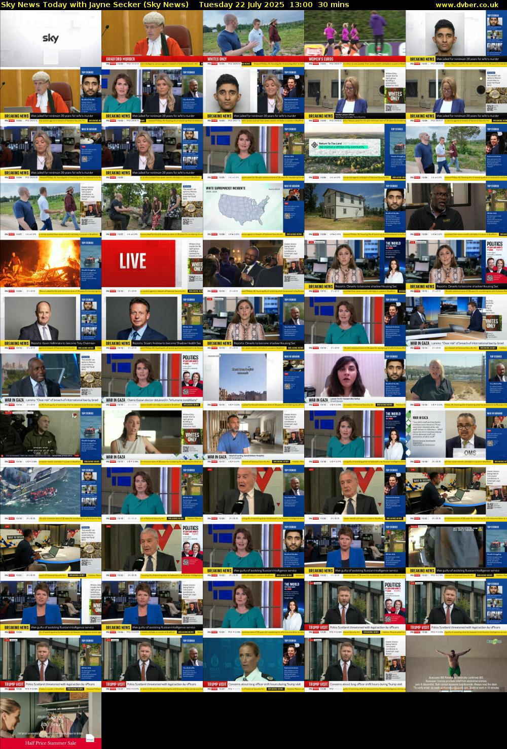 Sky News Today with Jayne Secker (Sky News) Tuesday 22 July 2025 13:00 - 13:30