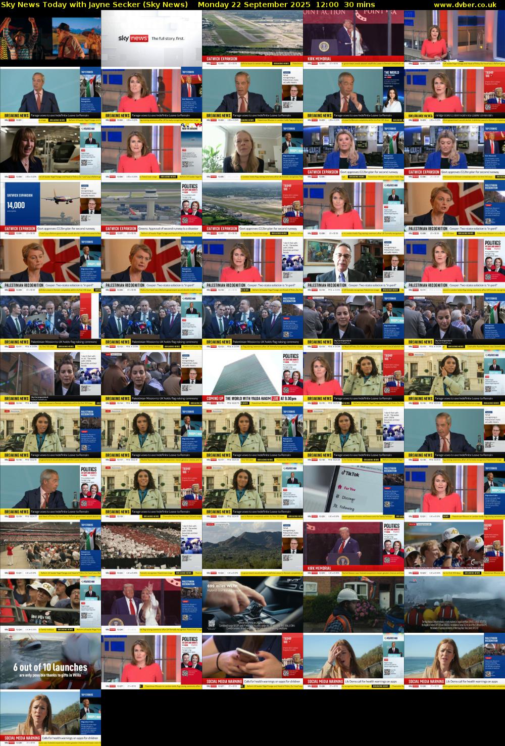 Sky News Today with Jayne Secker (Sky News) Monday 22 September 2025 12:00 - 12:30