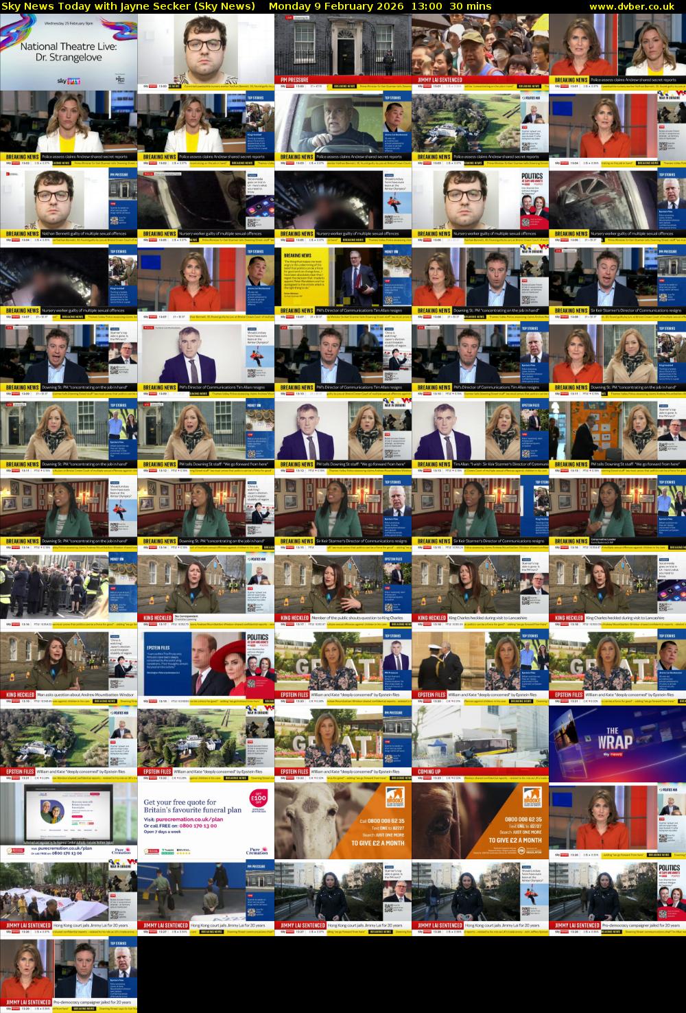 Sky News Today with Jayne Secker (Sky News) Monday 9 February 2026 13:00 - 13:30