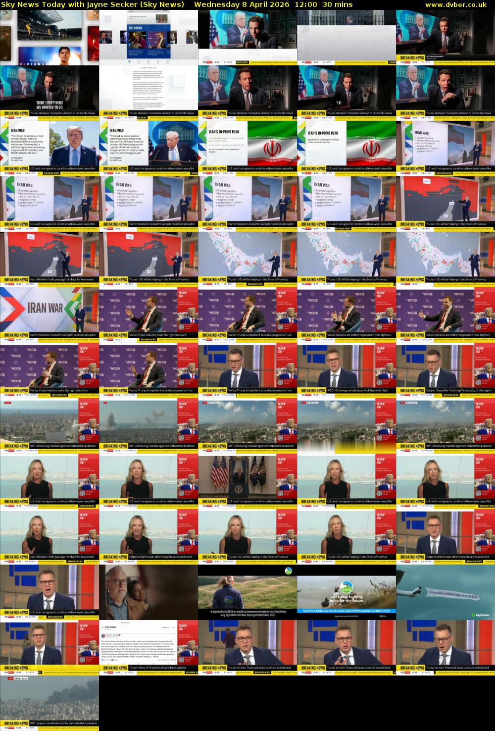 Sky News Today with Jayne Secker (Sky News) Wednesday 8 April 2026 12:00 - 12:30